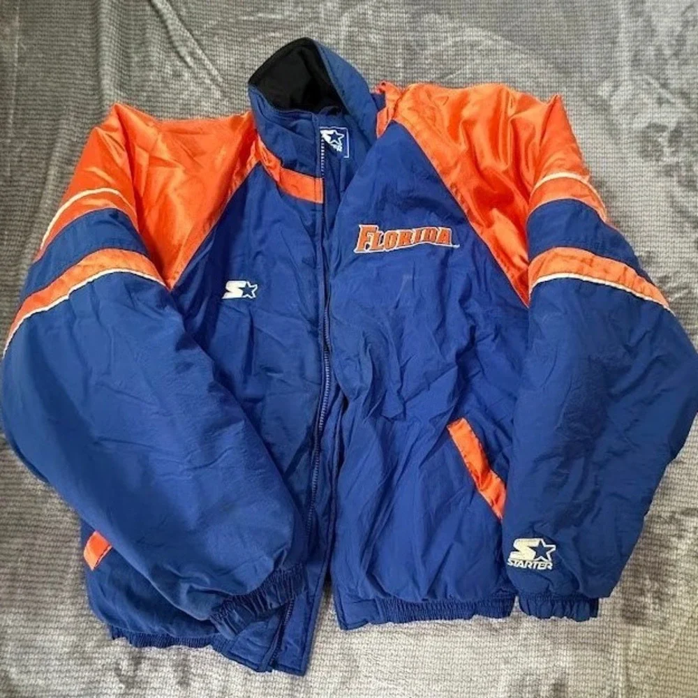 Vintage Starter Florida‎ Gators Puffer Jacket Blue Orange Mens XL NO ZIPPER